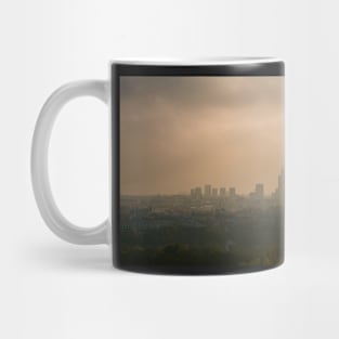 Moody sky over skyscrapers in Warsaw city center Mug